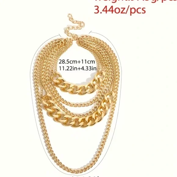 Trendy European Chunky 5 Gold Layered Necklace - Picture 5 of 5